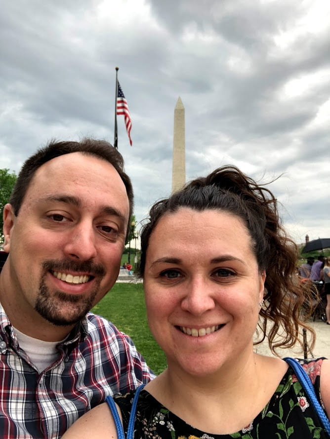 Jess and Mike outside the Washington Monument